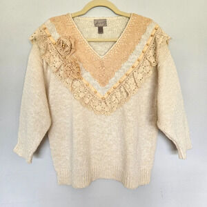 Ann Wi Sweater Women's M Vintage Cottagecore Feminine Prairie Coquette Victorian